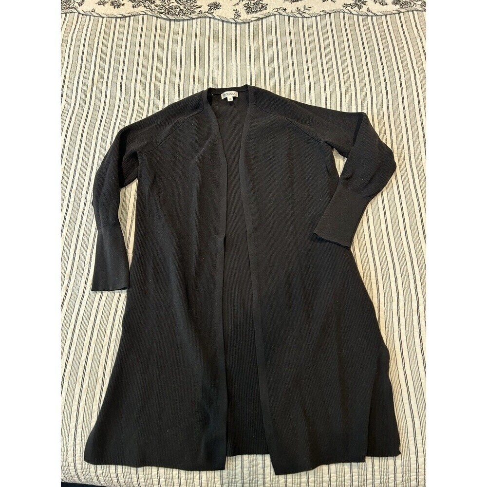 Prologue Women's Long Sleeve Open-Front Black Knitted Cardigan Sweater Size S